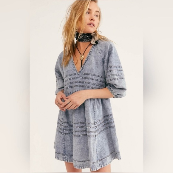 Free People Sweet Surrender Denim Dress XS - Picture 6 of 6